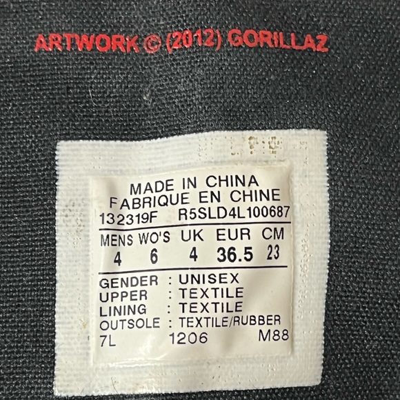 Converse Gorillaz X Chuck Taylor All Star  Murdoc Mens Sz 4 Womens 6 RARE black - Picture 7 of 16